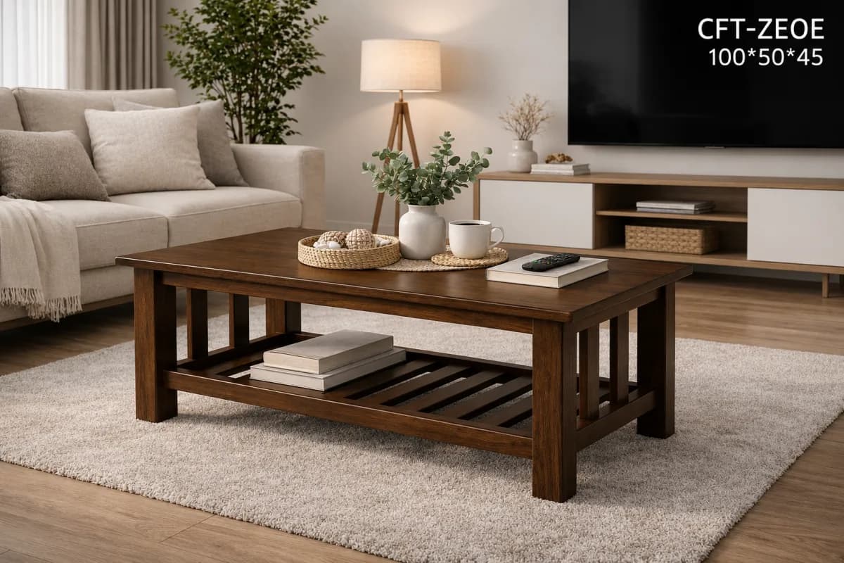 TEAK Knock Down CoFfee Table Straight Leg with Support