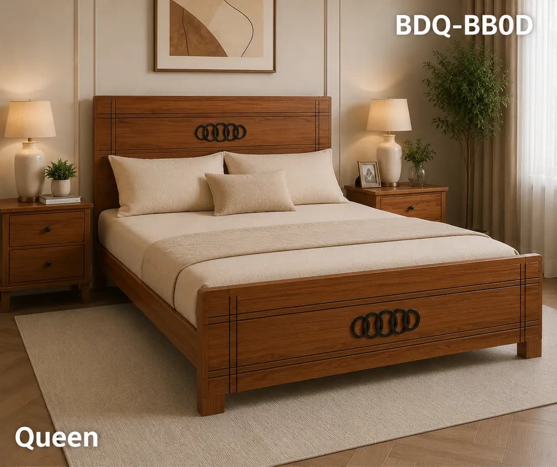 Mahogany QUEEN BED LAMINATED SOLID WOOD MODEL