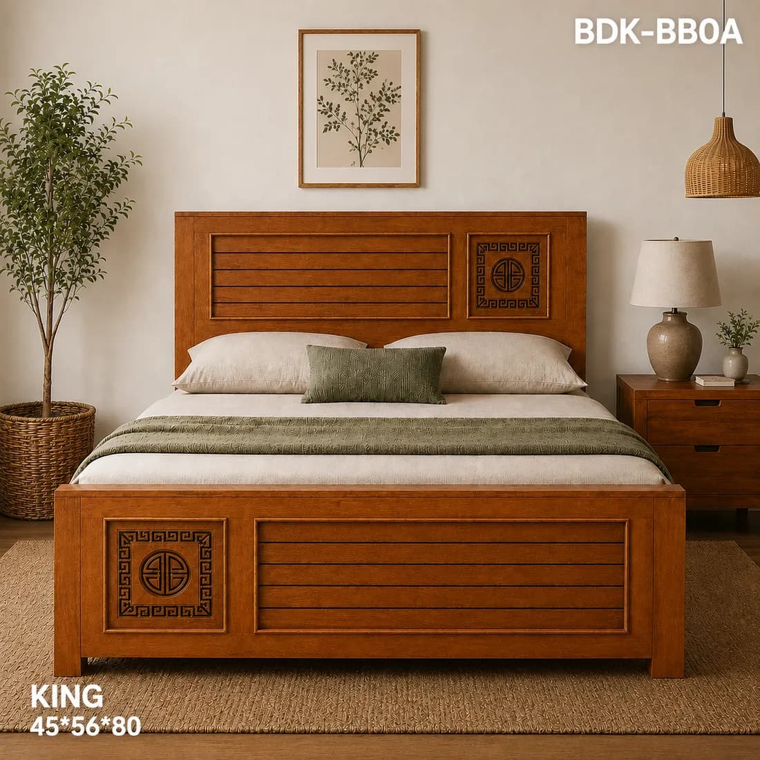 Mahogany KING BED LAMINATED SOLID WOOD MODEL