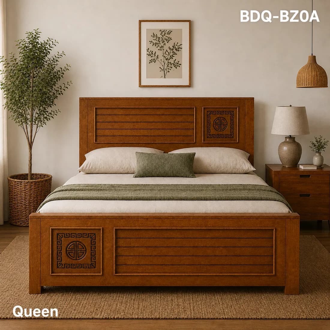 Mahogany QUEEN BED LAMINATED SOLID WOOD
MODEL D