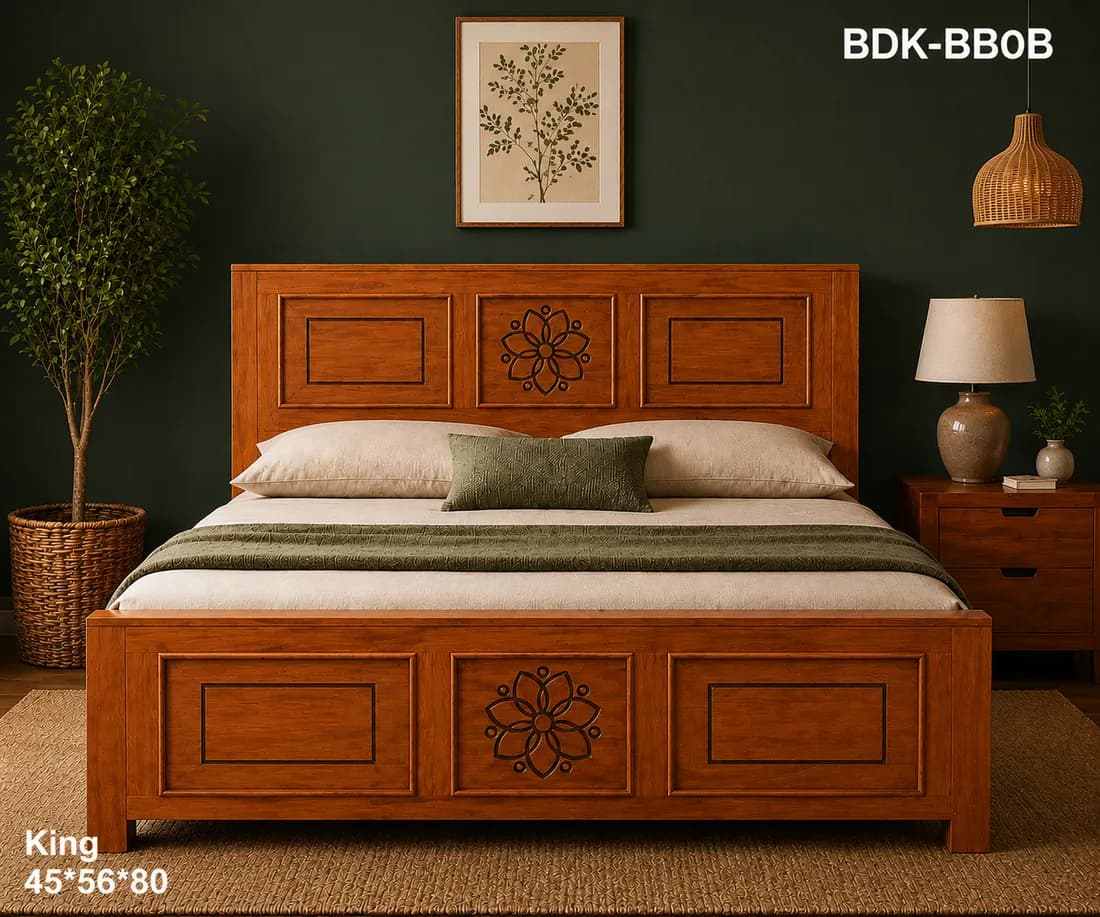 Mahogany KING BED LAMINATED SOLID WOOD MODEL