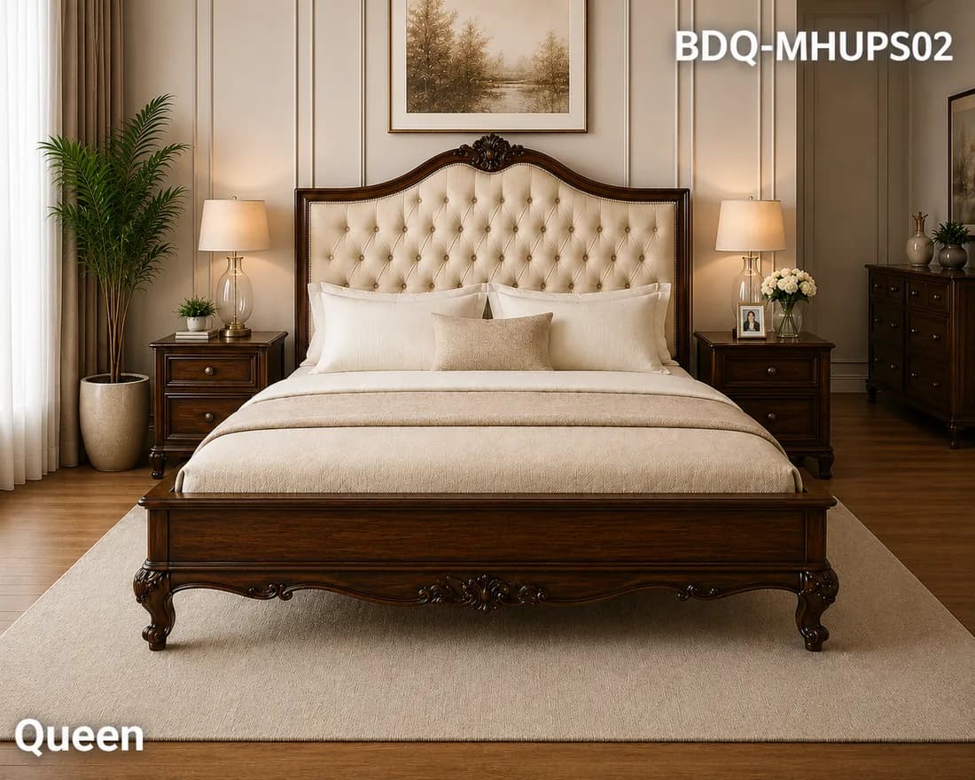Mahogany QUEEN BED UPHOLSTRY