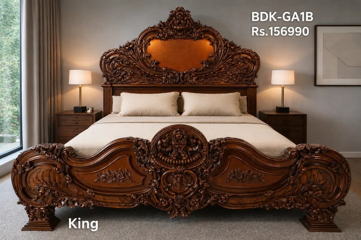 TEAK KING BED DIPPAN ARIMBI MAWAR