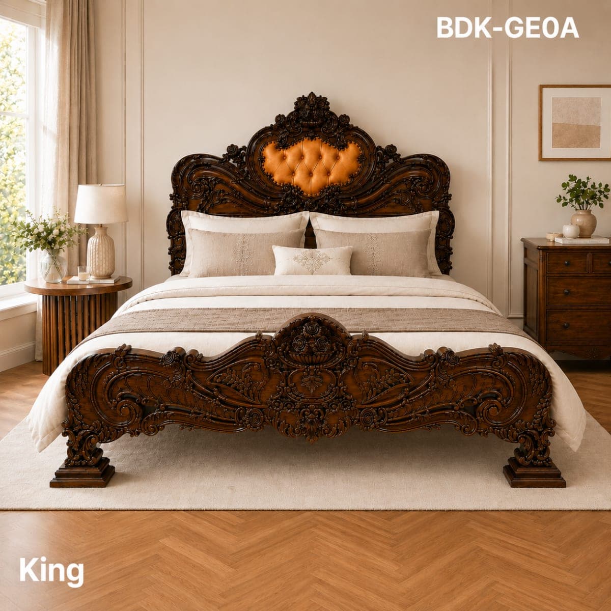TEAK KING BED DIPPAN ARIMBI MAWAR JOK