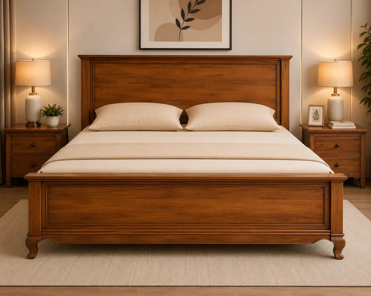 TEAK KING BED HIGH HEADER