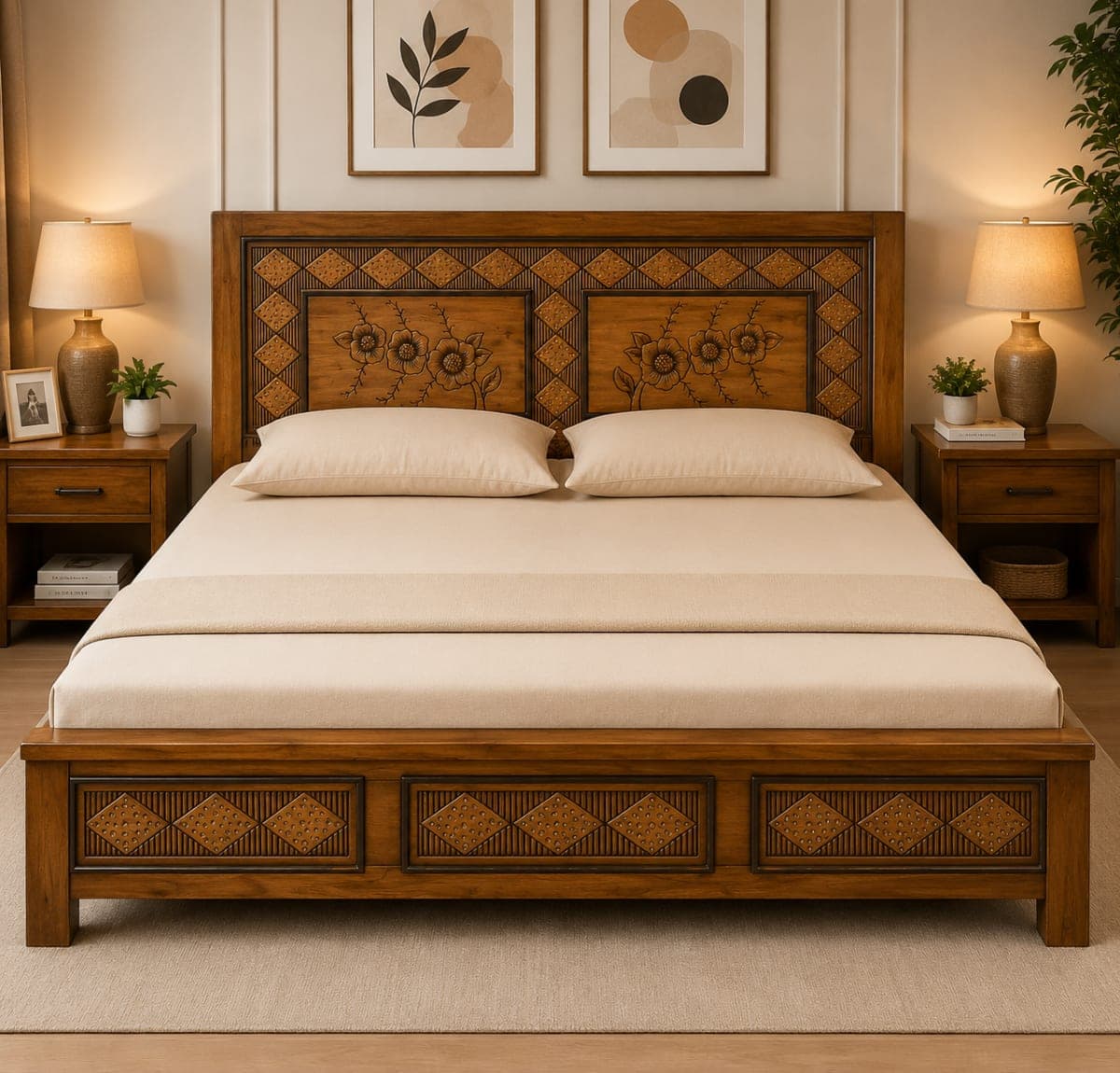 Teak Queen Bed Florel Designs