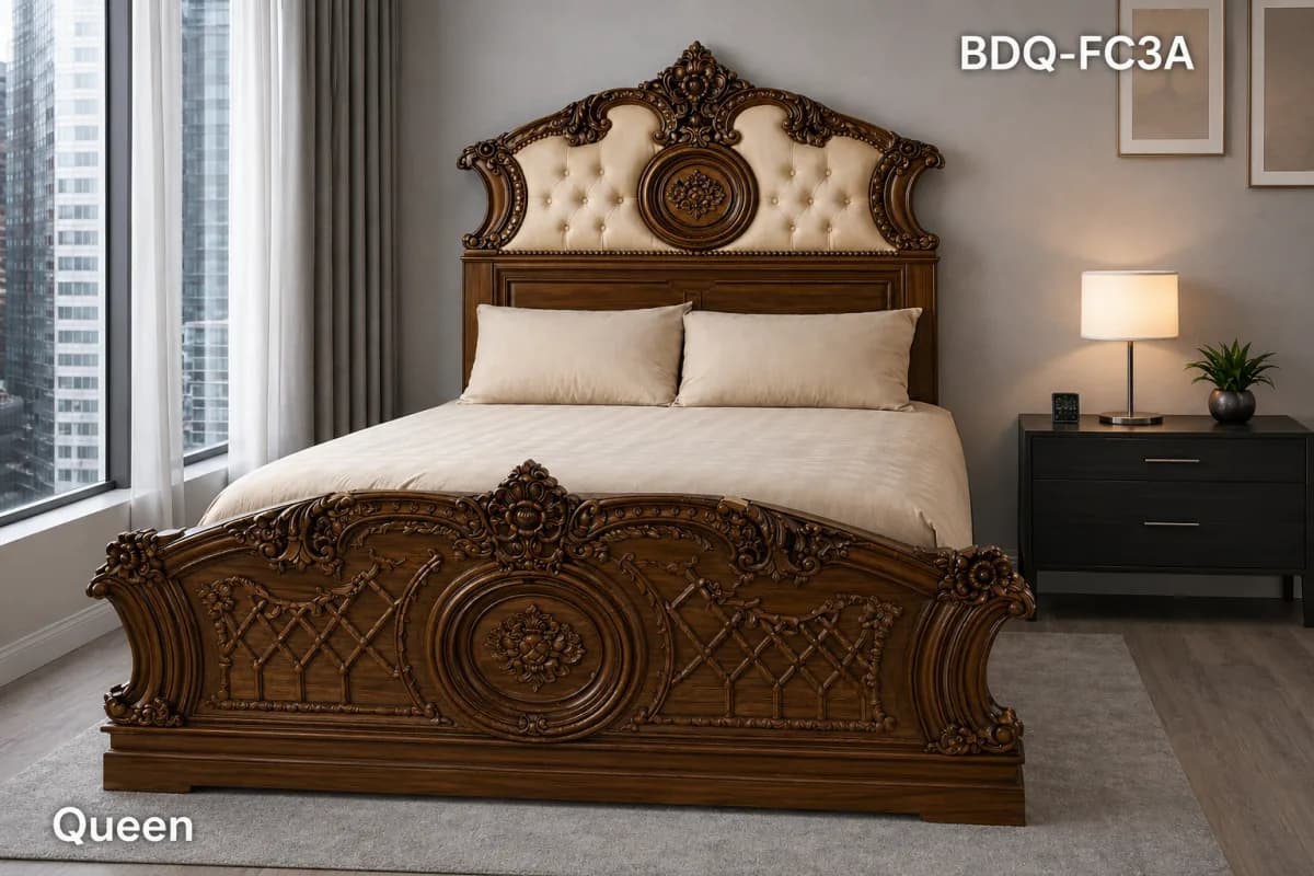 TEAK QUEEN BED MAWAR BENDIL JOK