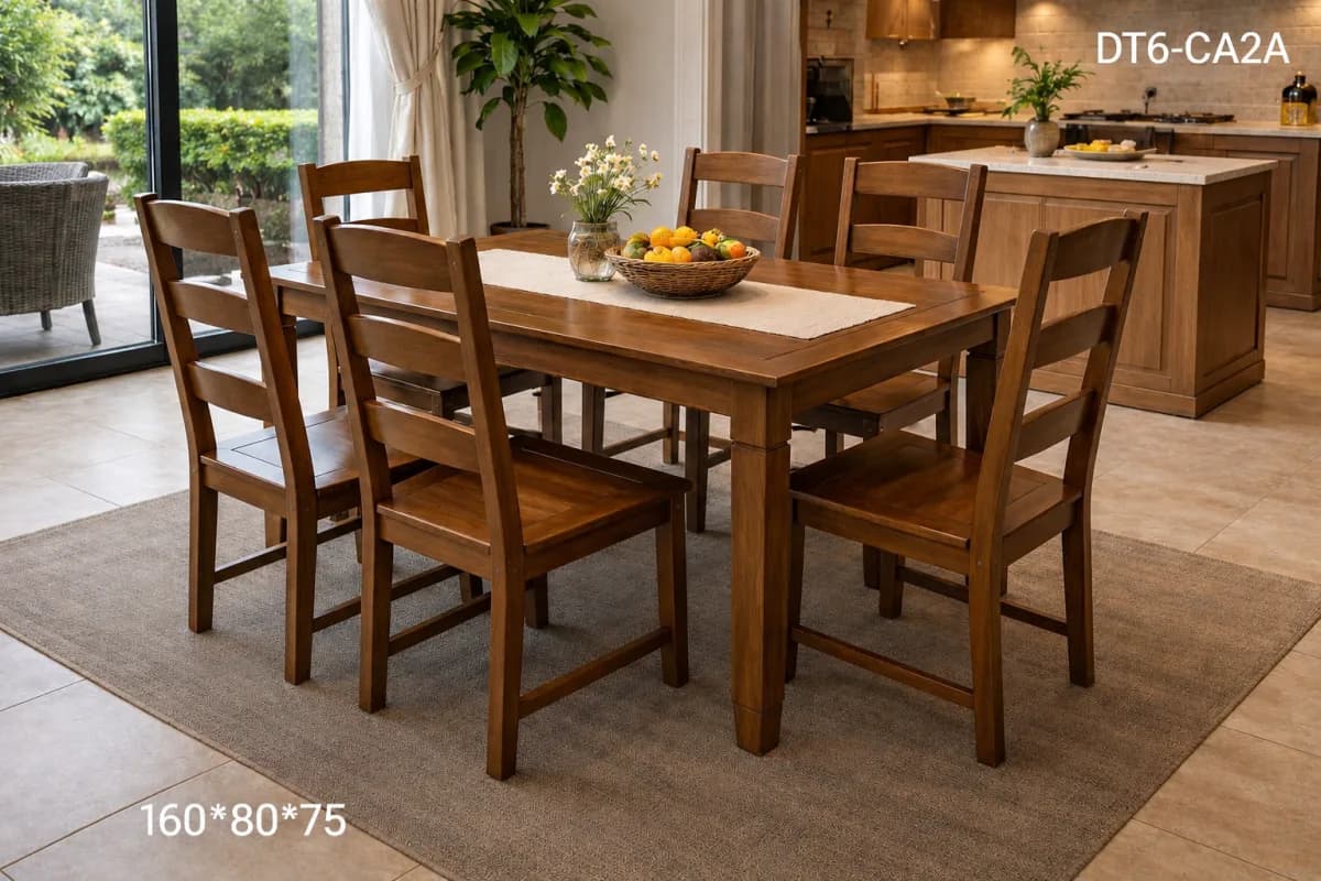 TEAK SIMPLE DINING TABLE 6 Seater