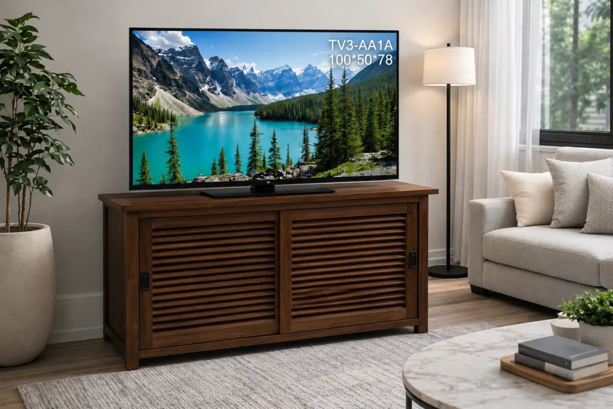 TEAK TV STAND STORAGE 3'3"