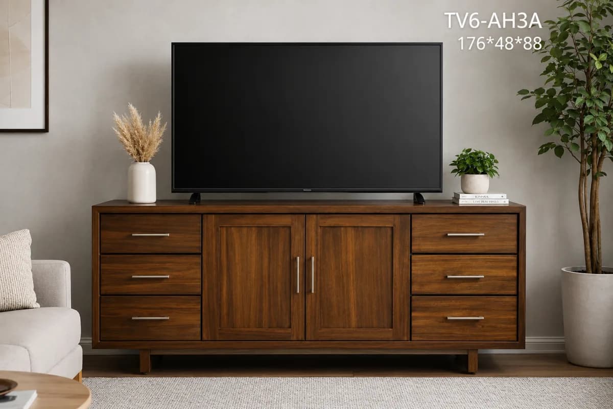 TEAK TV STAND STORAGE 5'10"