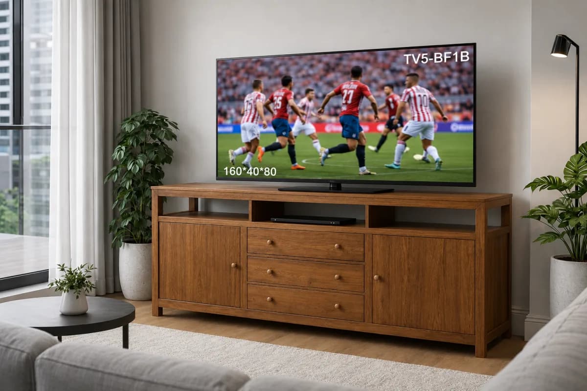 TEAK TV STAND STORAGE 5'3"