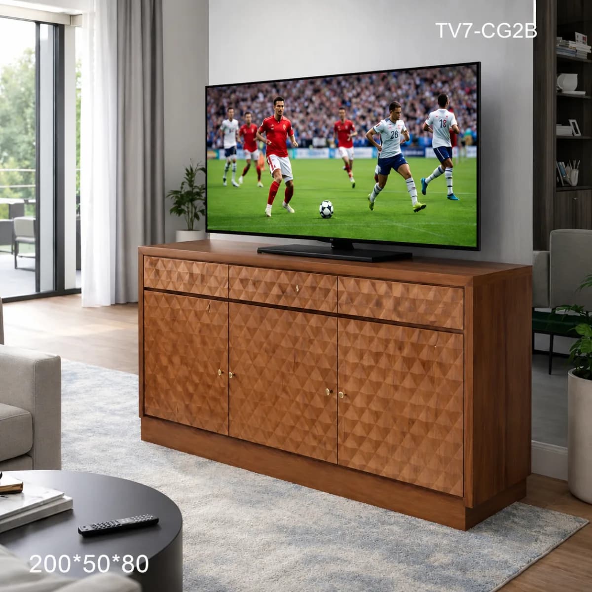 TEAK TV STAND STORAGE 6'8"