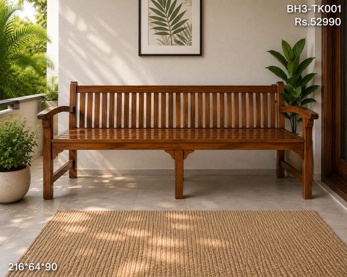 TEAK WOOD 3 SEATER BENCH
