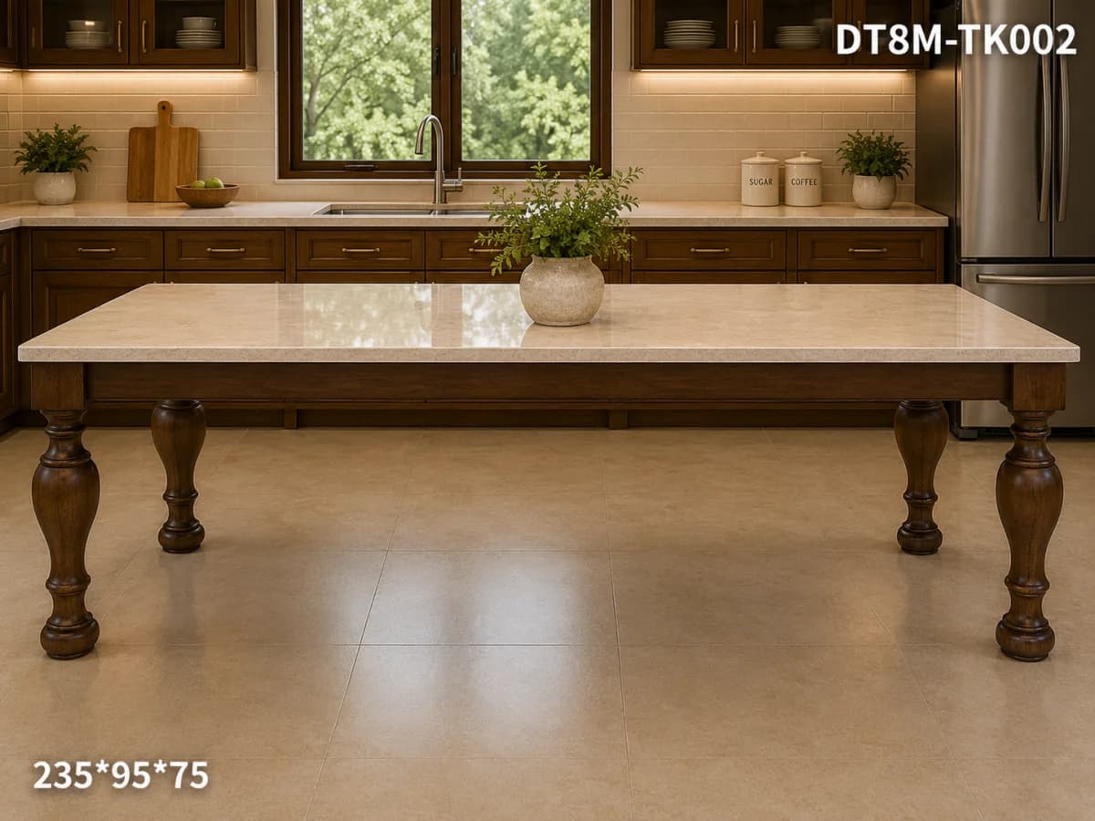 TEAK WOOD MARBLE TOP 8 SEATER DINING DET