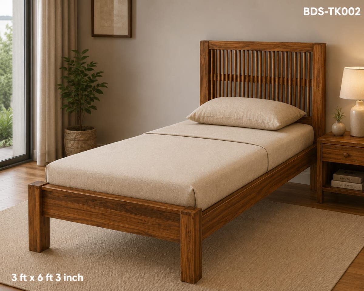 TEAK WOOD SINGLE COT