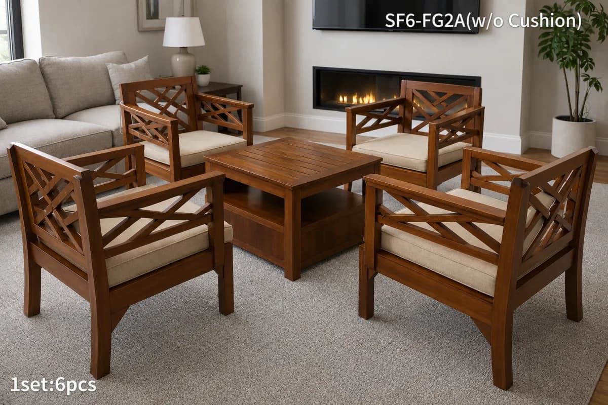 TEAK Woode Sofa SOFA 4 single seater