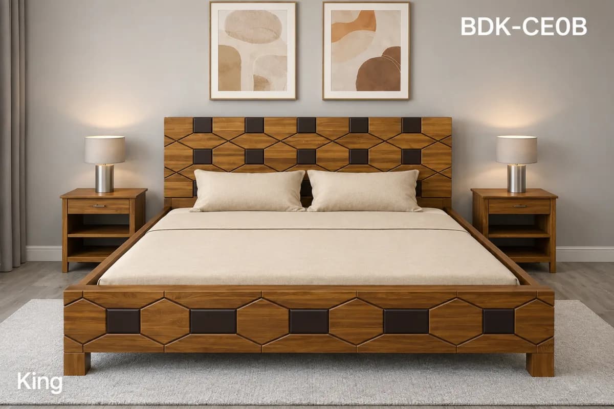 TEAK/ ROSE KING BED ROSE and TEAK 3D