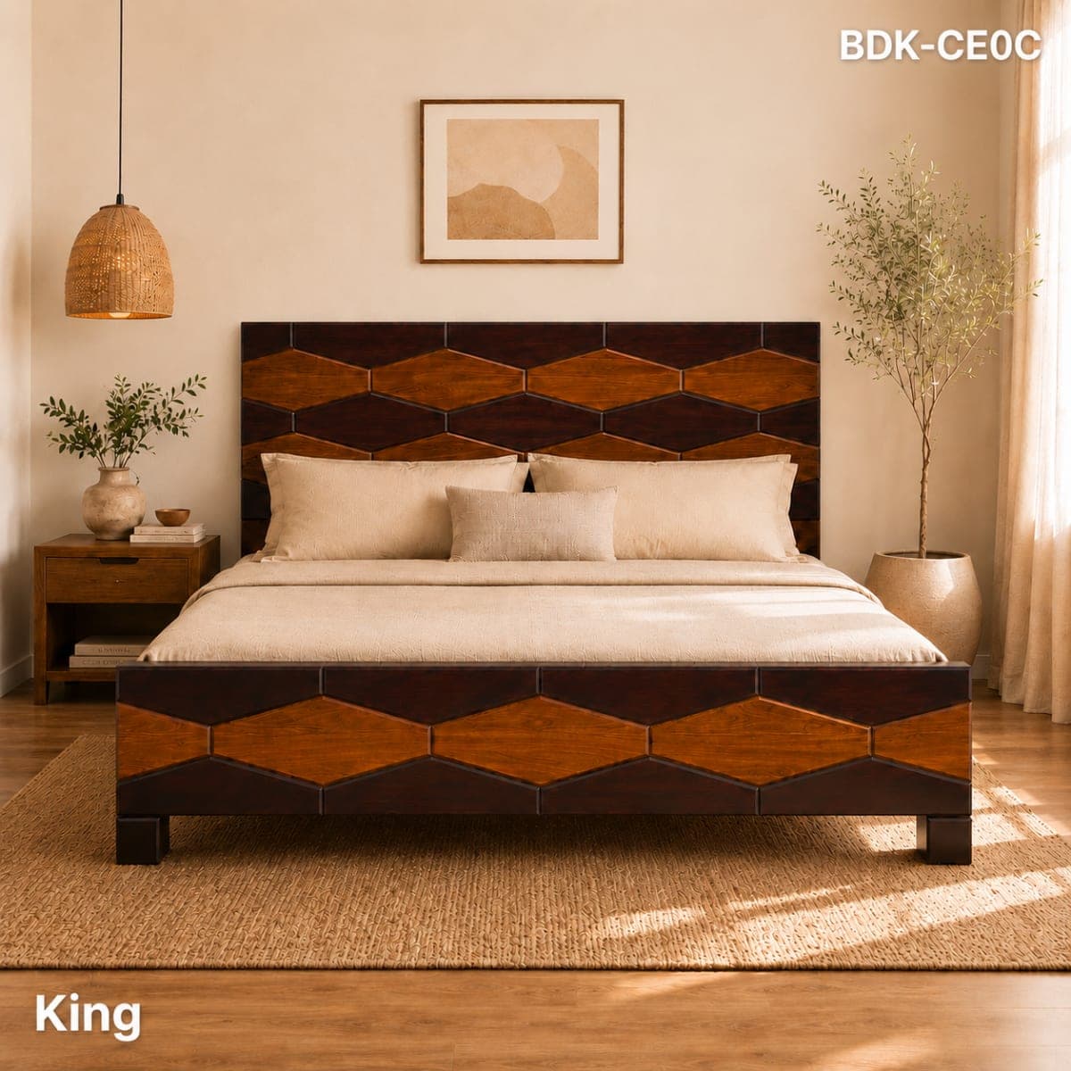 TEAK/ ROSE KING BED ROSE and TEAK 3D