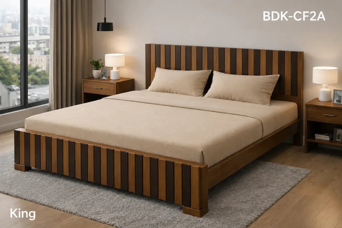 TEAK/ ROSE KING BED ROSE and TEAK 3D