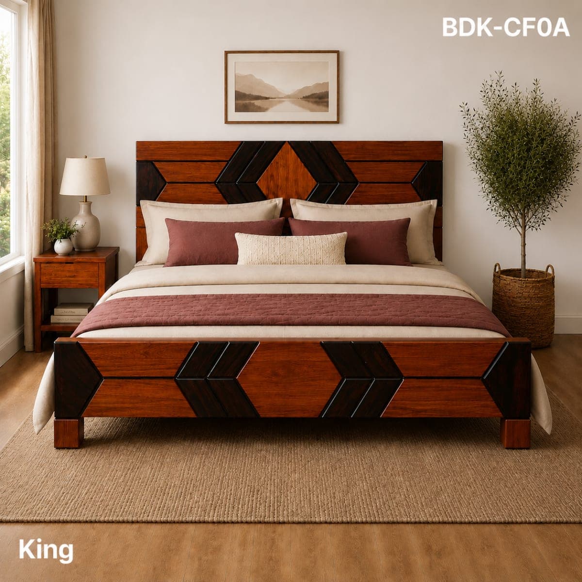 TEAK/ ROSE KING BED ROSE and TEAK 3D