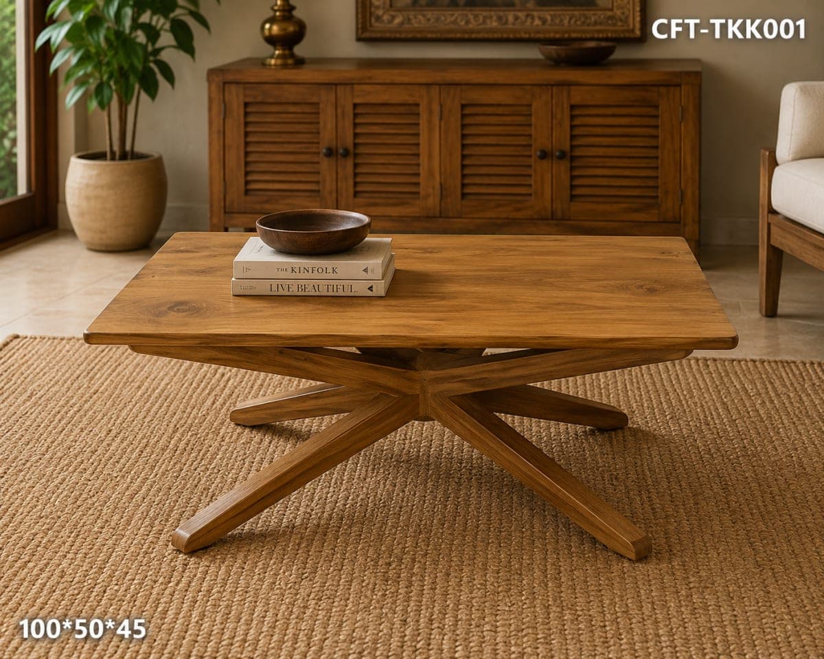 X-CROSS STAND TEAK WOOD COFFEE TABLE- Dismadable